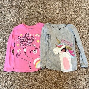 Care Bears Gray and Unicorn Toddler Girls Long-Sleeve Tees - 2 shirts